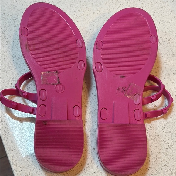 Shade & Shore Women's Matte Dark Pink Jelly Slide Studded Sandals Size 11 - Picture 3 of 4
